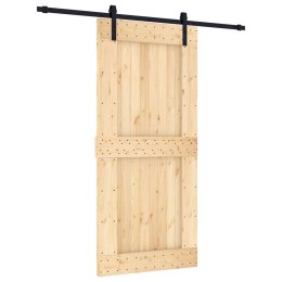 VidaXL Drzwi przesuwne Naturalny i czarny 95 x 210 cm