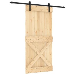 VidaXL Drzwi przesuwne Naturalny i czarny 95 x 210 cm