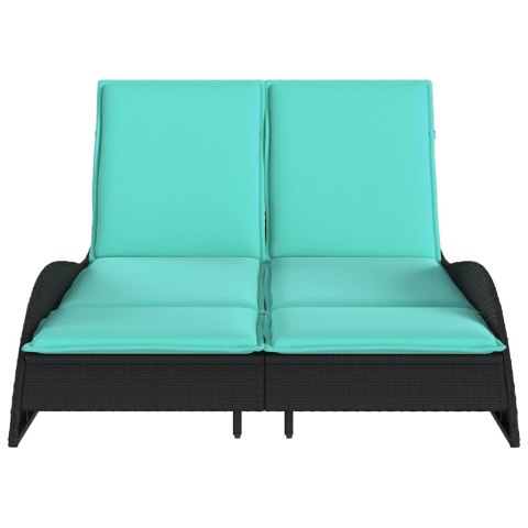 LEŻAK Z PODUSZKAMI CZARNY 114X205X73CM POLIRATTAN