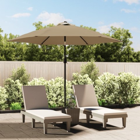 PARASOL OGRODOWY Z LED I STALOWYM SŁUPKIEM 300CM KOLOR TAUPE