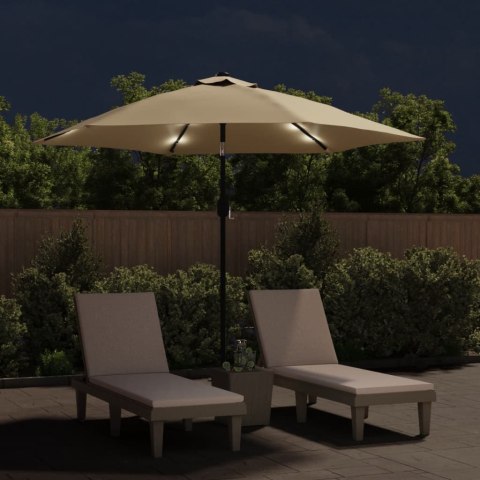 PARASOL OGRODOWY Z LED I STALOWYM SŁUPKIEM 300CM KOLOR TAUPE