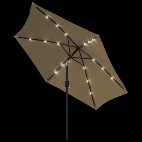 PARASOL OGRODOWY Z LED I STALOWYM SŁUPKIEM 300CM KOLOR TAUPE