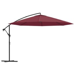 VidaXL Parasol wiszący z aluminiowym słupkiem, 350 cm, bordowy