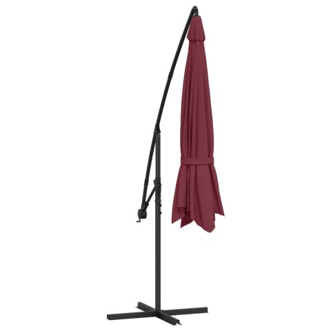 VidaXL Parasol wiszący z aluminiowym słupkiem, 350 cm, bordowy