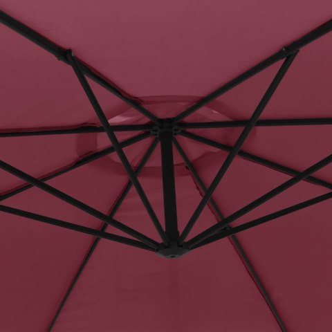 VidaXL Parasol wiszący z aluminiowym słupkiem, 350 cm, bordowy