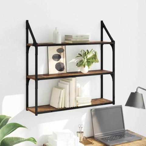 VidaXL Półka ścienna z półką Stare drewno 80 x 21 x 78,5 cm