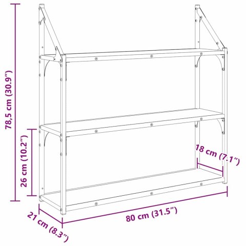 VidaXL Półka ścienna z półką Stare drewno 80 x 21 x 78,5 cm