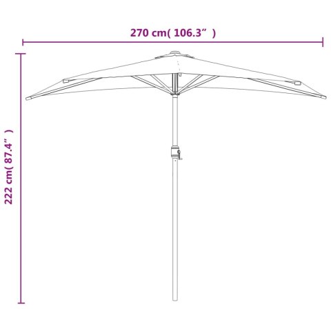 PÓŁPARASOL BALKONOWY ALUMINIUM TERAKOTA 270X144X222CM