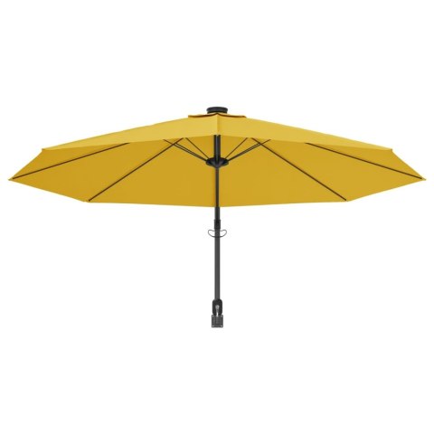 VidaXL Ścienny parasol ogrodowy z LED, żółty, 290 cm