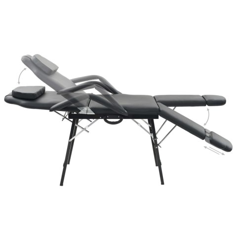 PRZENOŚNY FOTEL KOSMETYCZNY EKOSKÓRA 185X78X76CM CZARNY