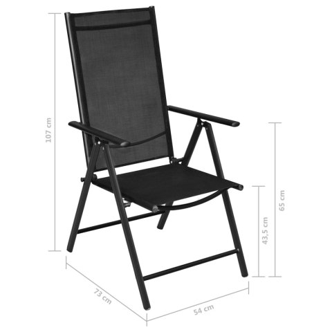 VidaXL 7-częściowy zestaw mebli ogrodowych, aluminium, czarny