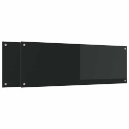 VidaXL Panel kuchenny 2 pcs Czarny 120 x 40 cm szkło hartowane