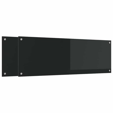 VidaXL Panel kuchenny 2 pcs Czarny 120 x 40 cm szkło hartowane