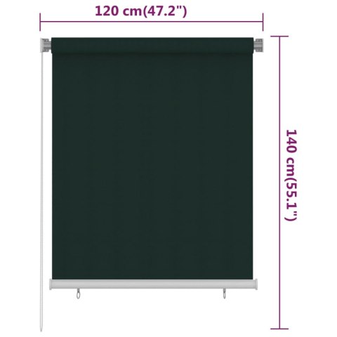 VidaXL Roleta zewnętrzna, 120x140 cm, ciemnozielona, HDPE