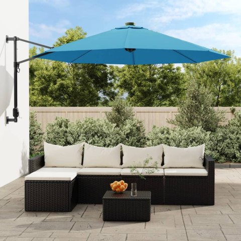 ŚCIENNY PARASOL OGRODOWY NIEBIESKI 290CM