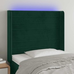 VidaXL Zagłówek do łóżka z LED, ciemnozielony 83x16x118/128 cm aksamit
