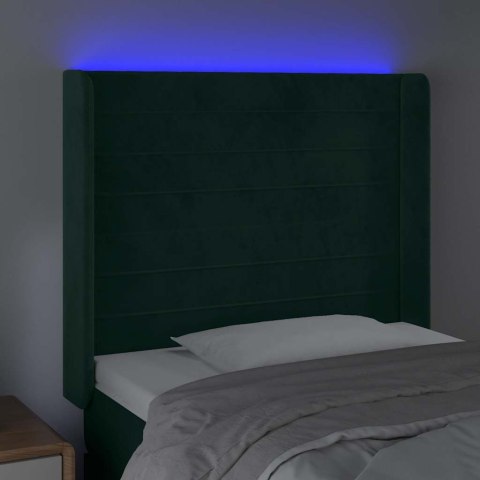 ZAGŁÓWEK DO ŁÓŻKA Z LED CIEMNOZIELONY 83X16X118/128CM AKSAMIT
