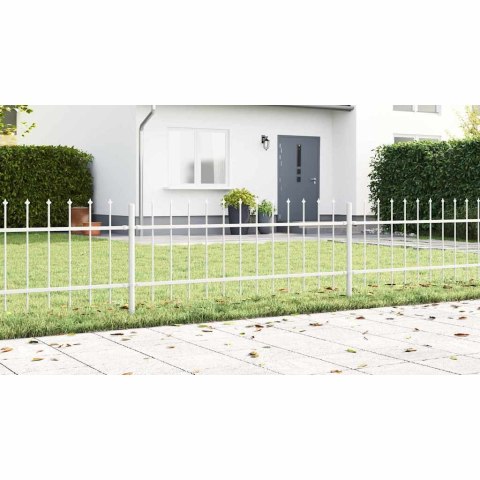 BIAŁY PŁOT OGRODOWY Z GROTAMI 8,5X0,6M STALOWY