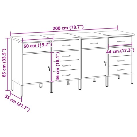 SZAFKA ROBOCZA 4 SZT. CZERWONY I SZARY 200X 55X 85CM