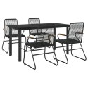 VidaXL 5-częściowy zestaw mebli ogrodowych, czarny, rattan PVC