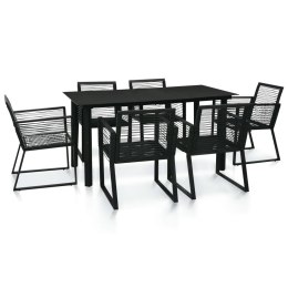 VidaXL 7-cz. zestaw mebli ogrodowych, rattan PVC, czarny