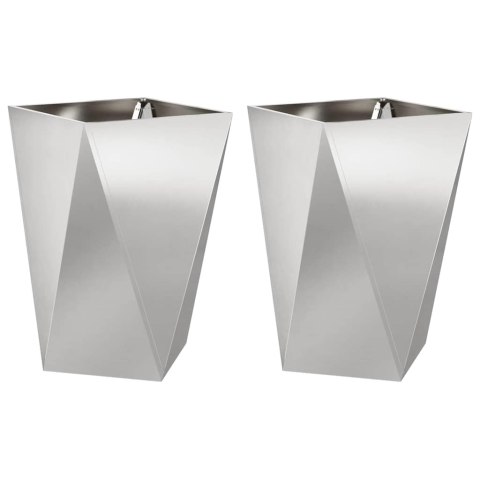 DONICA 2 PCS SREBRNY 50X50X75CM STAL NIERDZEWNA