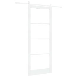 VidaXL Drzwi przesuwne Biały 93 x 232 cm Lite drewno sosnowe i szkło