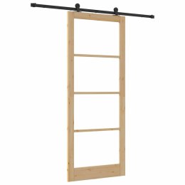 VidaXL Drzwi przesuwne ORKDAL Naturalny i czarny 93 x 232 cm