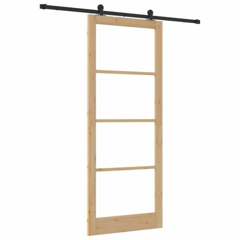 VidaXL Drzwi przesuwne ORKDAL Naturalny i czarny 93 x 232 cm