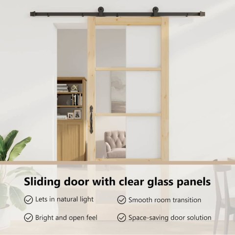 VidaXL Drzwi przesuwne ORKDAL Naturalny i czarny 93 x 232 cm