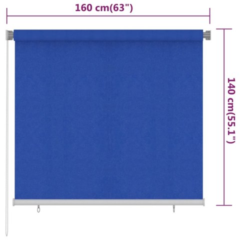 VidaXL Roleta zewnętrzna, 160 x 140 cm, niebieska, HDPE