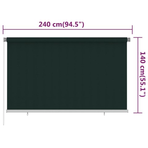 VidaXL Roleta zewnętrzna, 240x140 cm, ciemnozielona, HDPE