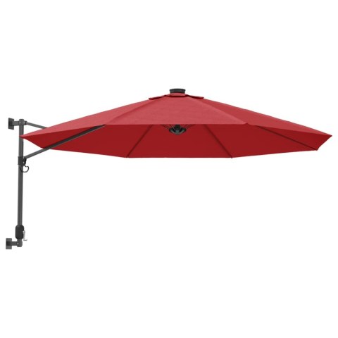 ŚCIENNY PARASOL OGRODOWY Z LED CZERWONY 290CM