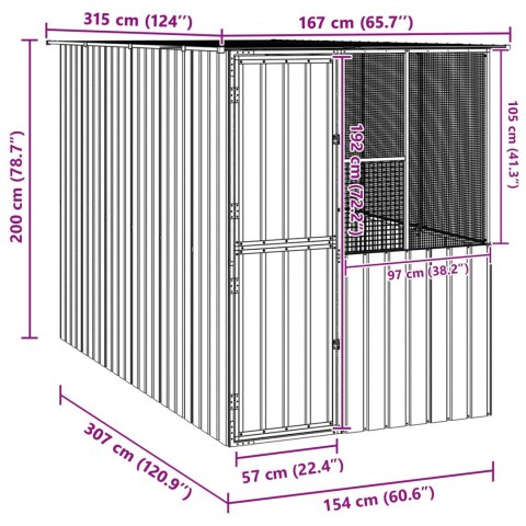 WOLIERA PTASZARNIA KLATKA DLA PTAKÓW 165X318X200 STAL OCYNKOWANA