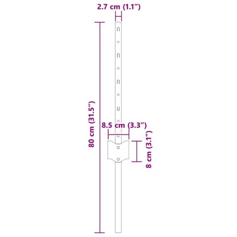 SŁUPKI OGRODZENIOWE 44 PCS SREBRNY 100X 0.4M