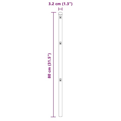 SŁUPKI OGRODZENIOWE 52 SZT. SZARE Ø32MM 80CM STAL OCYNKOWANA