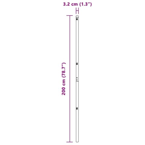 SŁUPKI PŁOTOWE 26 SZT. SZARE Ø32MM 200CM STAL OCYNKOWANA