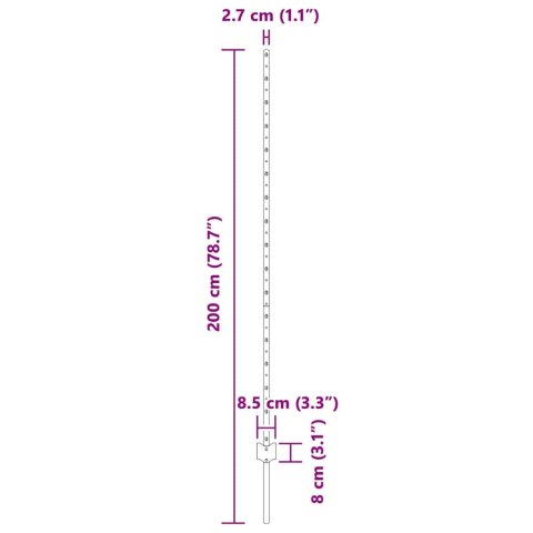 SREBRNE SŁUPKI OGRODZENIOWE 44 PCS SZARY DUŻY STAL