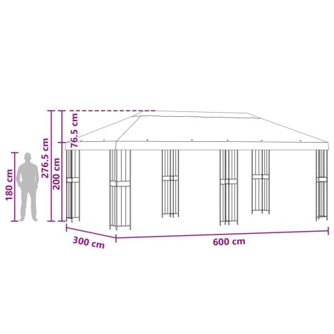 VidaXL Altana z bokami 6 x 3 m antracytowy Poliester i Stal 190