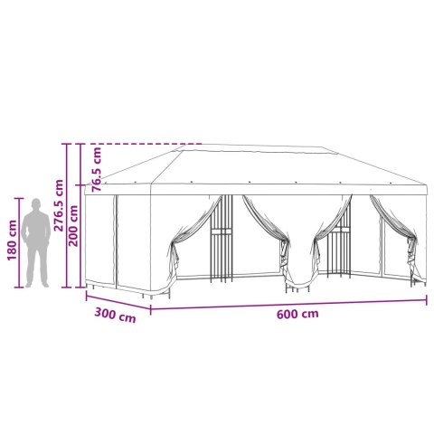 VidaXL Altana z bokami 6 x 3 m zielony Poliester i Stal 190