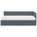 VidaXL Rama Łóżka Narożnego z Materacem 2 pcs Szary Aksamit
