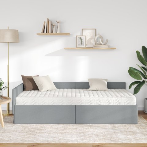 VidaXL Rama Łóżka Narożnego z Materacem Inny 2 pcs Jasnoszary tkanina