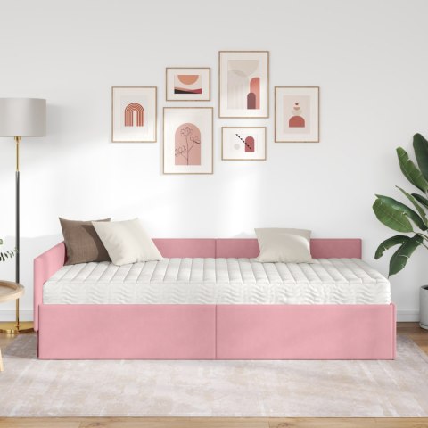 VidaXL Rama Łóżka Narożnego z Materacem Inny 2 pcs Szary Aksamit