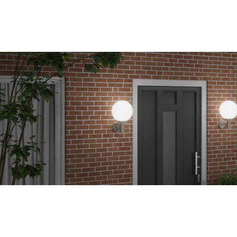 LAMPA ŚCIENNA ZEWNĘTRZNA Z CZUJNIKIEM SREBRNA STAL NIERDZEWNA IP44