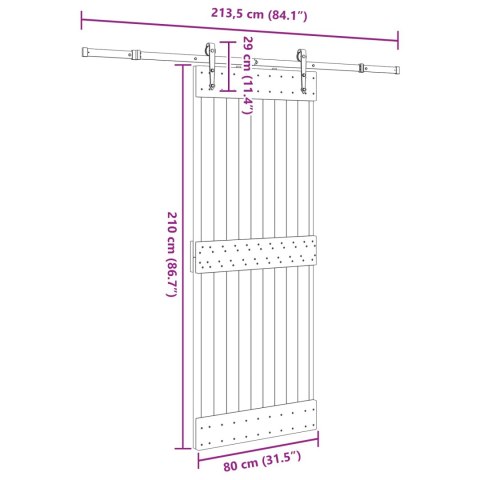 VidaXL Drzwi przesuwne NARVIK 80 x 210 cm (213,5 cm)