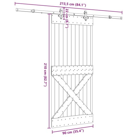 VidaXL Drzwi przesuwne NARVIK 90 x 210 cm (213,5 cm)