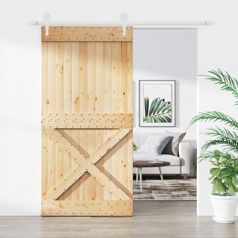 VidaXL Drzwi przesuwne Naturalne i białe 100 x 210 cm
