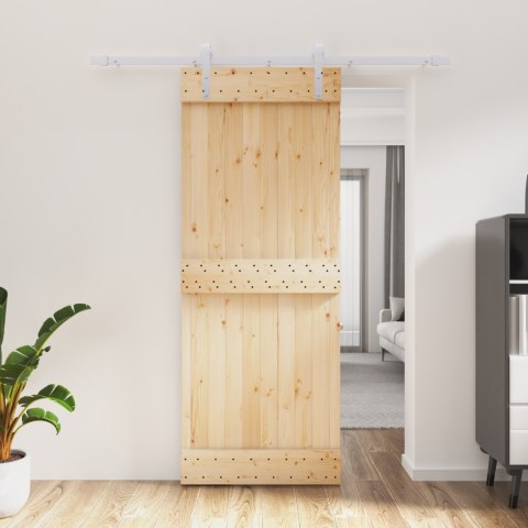 VidaXL Drzwi przesuwne Naturalne i białe 80 x 210 cm
