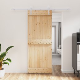 VidaXL Drzwi przesuwne Naturalne i białe 80 x 210 cm