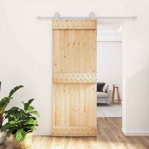 VidaXL Drzwi przesuwne Naturalne i białe 80 x 210 cm